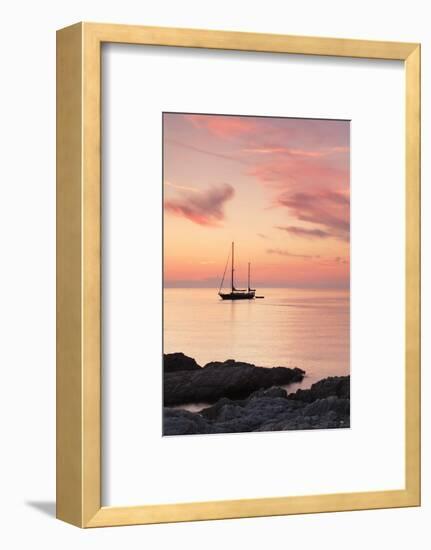 Sunset at the Coast Near Centuri Port, Corsica, France, Mediterranean, Europe-Markus Lange-Framed Photographic Print