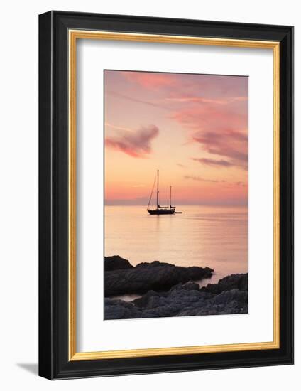 Sunset at the Coast Near Centuri Port, Corsica, France, Mediterranean, Europe-Markus Lange-Framed Photographic Print