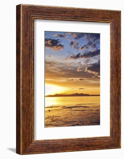 Sunset at the Great Salt Lake in Utah on a Warm Early Spring Day-Clint Losee-Framed Photographic Print