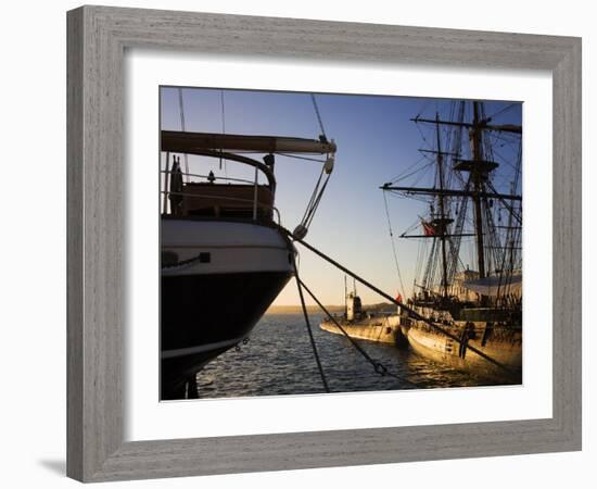 Sunset at the Maritime Museum, San Diego, California, United States of America, North America-Richard Cummins-Framed Photographic Print