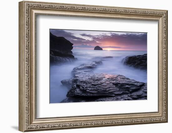 Sunset at Trebarwith Strand, North Cornwall, UK-Ross Hoddinott-Framed Photographic Print