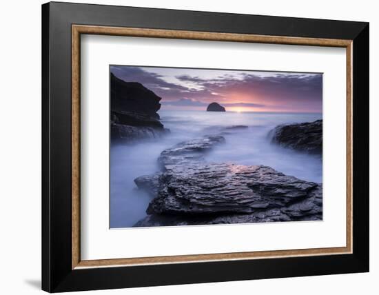 Sunset at Trebarwith Strand, North Cornwall, UK-Ross Hoddinott-Framed Photographic Print