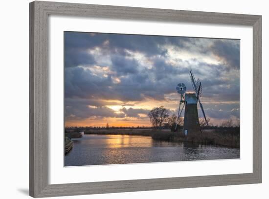 Sunset at Turf Fen Mill at How Hill Ludham on the The River Ant, Broadland, Norfolk-Sarah Weston-Framed Photographic Print