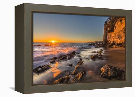 Sunset at Victoria Beach in Laguna Beach, Ca-Andrew Shoemaker-Framed Premier Image Canvas