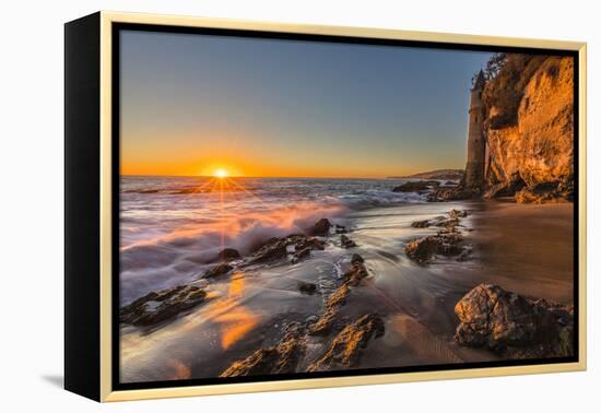 Sunset at Victoria Beach in Laguna Beach, Ca-Andrew Shoemaker-Framed Premier Image Canvas