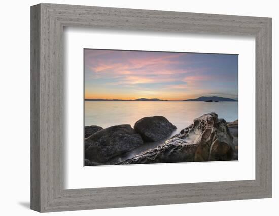 Sunset at Wildcat Cove, looking to Samish Bay and the San Juan Islands, Larrabee SP, Washington St-Alan Majchrowicz-Framed Photographic Print