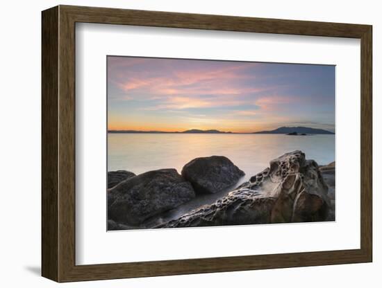 Sunset at Wildcat Cove, looking to Samish Bay and the San Juan Islands, Larrabee SP, Washington St-Alan Majchrowicz-Framed Photographic Print