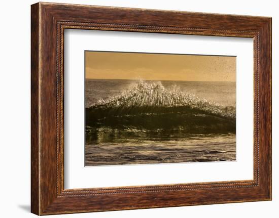 Sunset back lights a tubing wave-Mark A Johnson-Framed Photographic Print