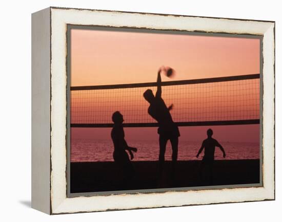 Sunset Beach Volleyball-Mitch Diamond-Framed Premier Image Canvas