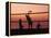 Sunset Beach Volleyball-Mitch Diamond-Framed Premier Image Canvas