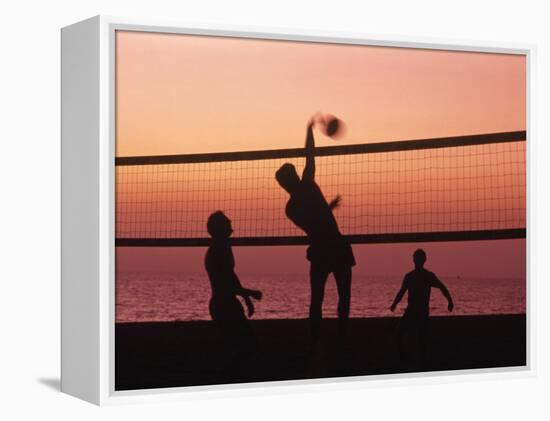 Sunset Beach Volleyball-Mitch Diamond-Framed Premier Image Canvas