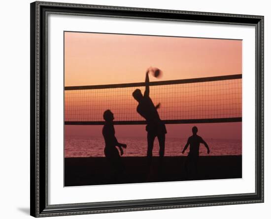 Sunset Beach Volleyball-Mitch Diamond-Framed Photographic Print