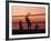 Sunset Beach Volleyball-Mitch Diamond-Framed Photographic Print