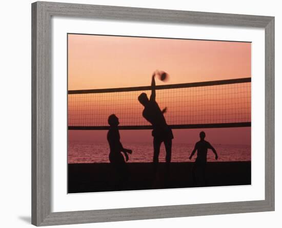 Sunset Beach Volleyball-Mitch Diamond-Framed Photographic Print