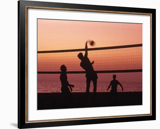 Sunset Beach Volleyball-Mitch Diamond-Framed Photographic Print