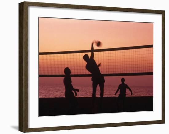 Sunset Beach Volleyball-Mitch Diamond-Framed Photographic Print