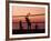 Sunset Beach Volleyball-Mitch Diamond-Framed Photographic Print