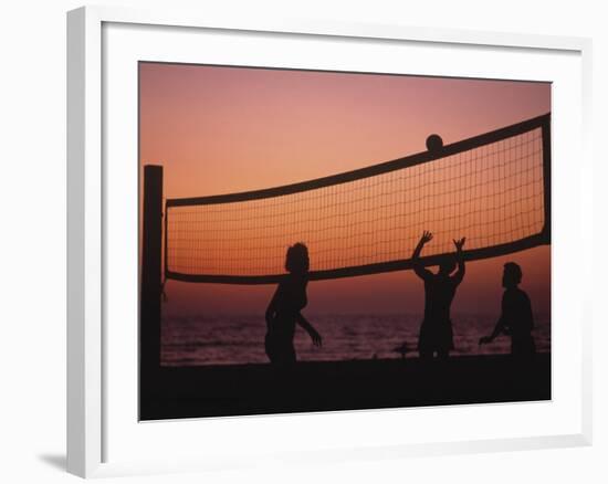 Sunset Beach Volleyball-Mitch Diamond-Framed Photographic Print