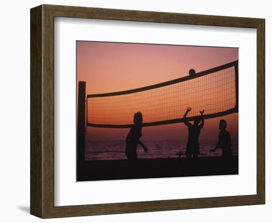 Sunset Beach Volleyball-Mitch Diamond-Framed Photographic Print