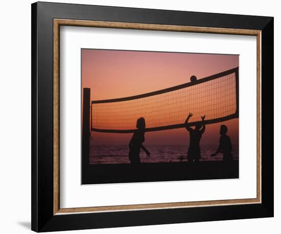 Sunset Beach Volleyball-Mitch Diamond-Framed Photographic Print