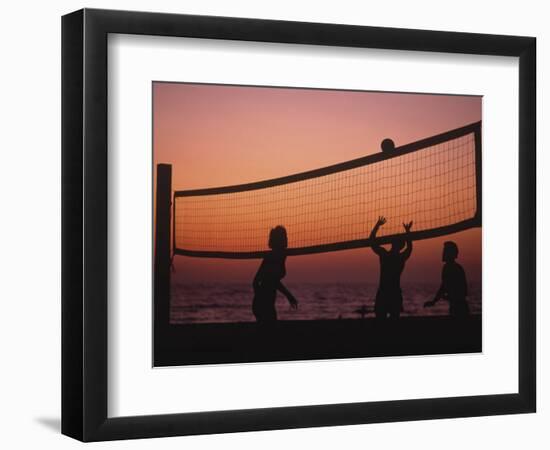 Sunset Beach Volleyball-Mitch Diamond-Framed Photographic Print