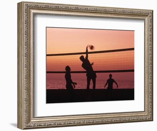 Sunset Beach Volleyball-Mitch Diamond-Framed Photographic Print