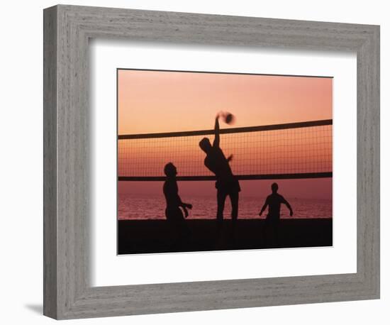 Sunset Beach Volleyball-Mitch Diamond-Framed Photographic Print