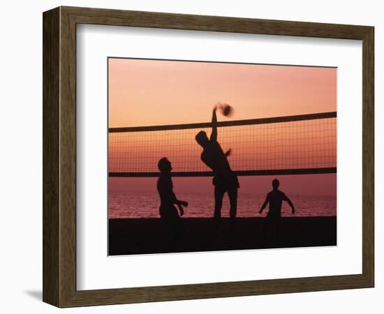 Sunset Beach Volleyball-Mitch Diamond-Framed Photographic Print