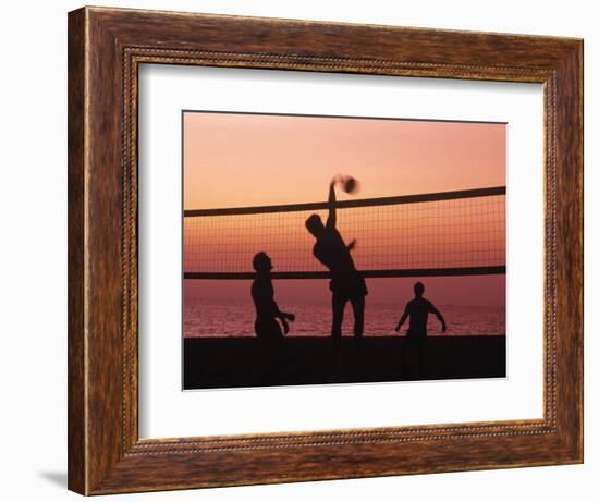 Sunset Beach Volleyball-Mitch Diamond-Framed Photographic Print