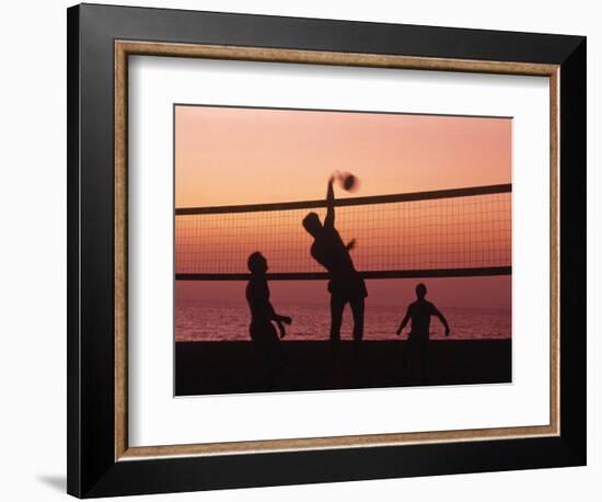 Sunset Beach Volleyball-Mitch Diamond-Framed Photographic Print