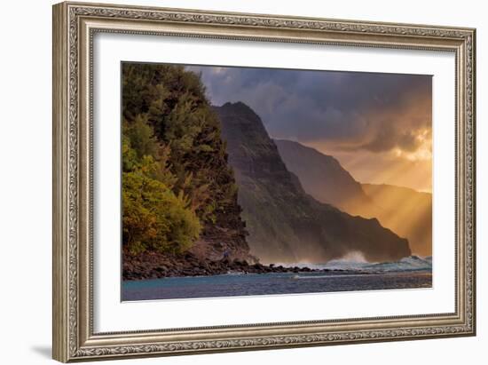 Sunset Beams at the Edge of Kauai, Hawaii-null-Framed Photographic Print