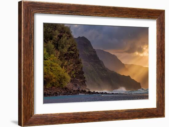 Sunset Beams at the Edge of Kauai, Hawaii-null-Framed Photographic Print