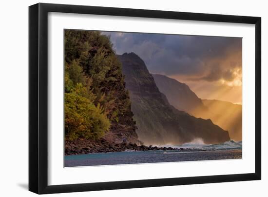 Sunset Beams at the Edge of Kauai, Hawaii-null-Framed Photographic Print