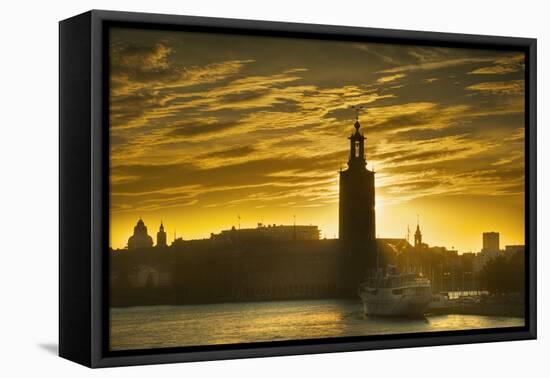 Sunset behind Stadshuset Bell Tower in Stockholm-Jon Hicks-Framed Premier Image Canvas