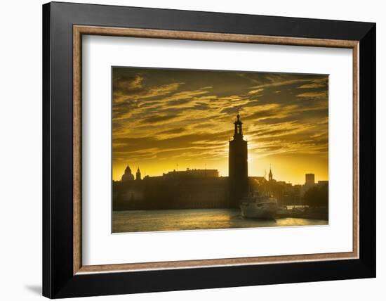 Sunset behind Stadshuset Bell Tower in Stockholm-Jon Hicks-Framed Photographic Print