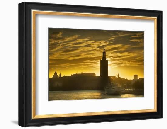 Sunset behind Stadshuset Bell Tower in Stockholm-Jon Hicks-Framed Photographic Print