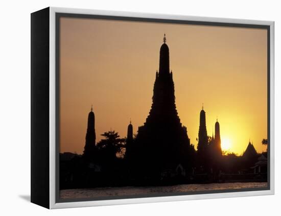 Sunset Behind Temple of Dawn on Chao Phraya River, Thailand-Merrill Images-Framed Premier Image Canvas