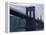 Sunset Behind the Brooklyn Bridge and Manhattan on a Humid Summer Evening-John Nordell-Framed Premier Image Canvas