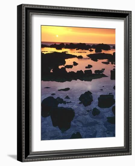 Sunset, Big Island of Hawaii, Kona Coast, Hawaii, USA-Charles Gurche-Framed Photographic Print