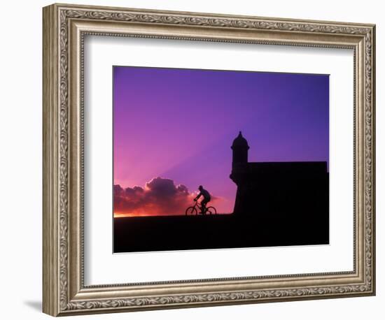 Sunset Bike Ride at El Morro Fort, Old San Juan, Puerto Rico-Bill Bachmann-Framed Photographic Print