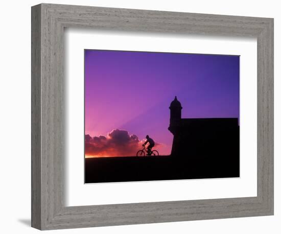 Sunset Bike Ride at El Morro Fort, Old San Juan, Puerto Rico-Bill Bachmann-Framed Photographic Print