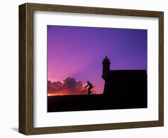 Sunset Bike Ride at El Morro Fort, Old San Juan, Puerto Rico-Bill Bachmann-Framed Photographic Print