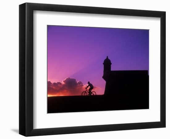 Sunset Bike Ride at El Morro Fort, Old San Juan, Puerto Rico-Bill Bachmann-Framed Photographic Print