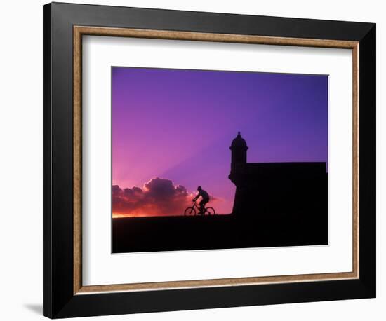 Sunset Bike Ride at El Morro Fort, Old San Juan, Puerto Rico-Bill Bachmann-Framed Photographic Print