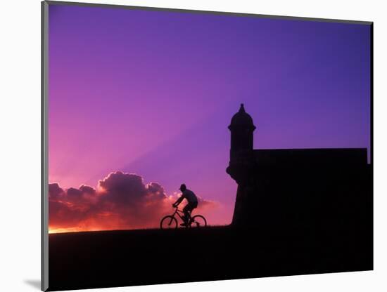 Sunset Bike Ride at El Morro Fort, Old San Juan, Puerto Rico-Bill Bachmann-Mounted Photographic Print