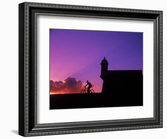 Sunset Bike Ride at El Morro Fort, Old San Juan, Puerto Rico-Bill Bachmann-Framed Photographic Print