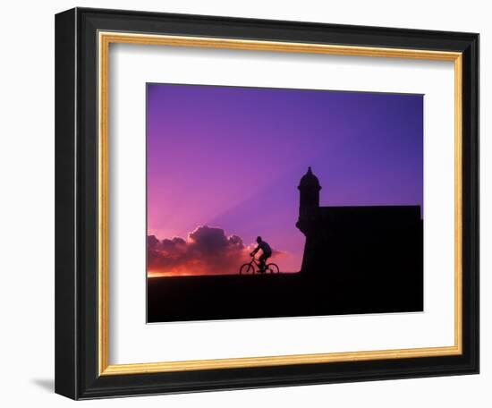 Sunset Bike Ride at El Morro Fort, Old San Juan, Puerto Rico-Bill Bachmann-Framed Photographic Print