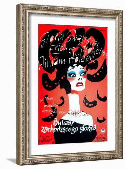 Sunset Boulevard, (AKA Bulwar Zachodzacego Slonca), Polish Poster Art, Gloria Swanson, 1950-null-Framed Art Print