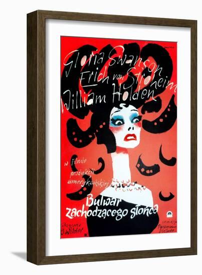 Sunset Boulevard, (AKA Bulwar Zachodzacego Slonca), Polish Poster Art, Gloria Swanson, 1950-null-Framed Art Print