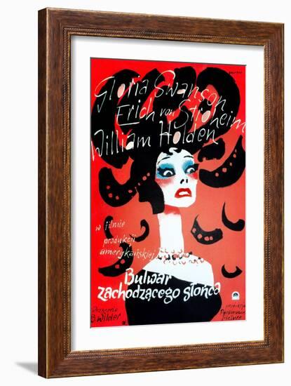 Sunset Boulevard, (AKA Bulwar Zachodzacego Slonca), Polish Poster Art, Gloria Swanson, 1950-null-Framed Art Print